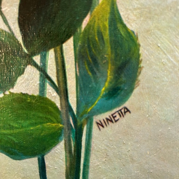 VINTAGE 1960’S FLORAL ROSES LITHO ART PRINT SIGNED BY NINETTA 12”x24” - Picture 3 of 7